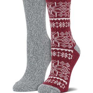 NWT Cuddl Duds | Zinfandel & Gray Snowflake 2-Pair Socks Set